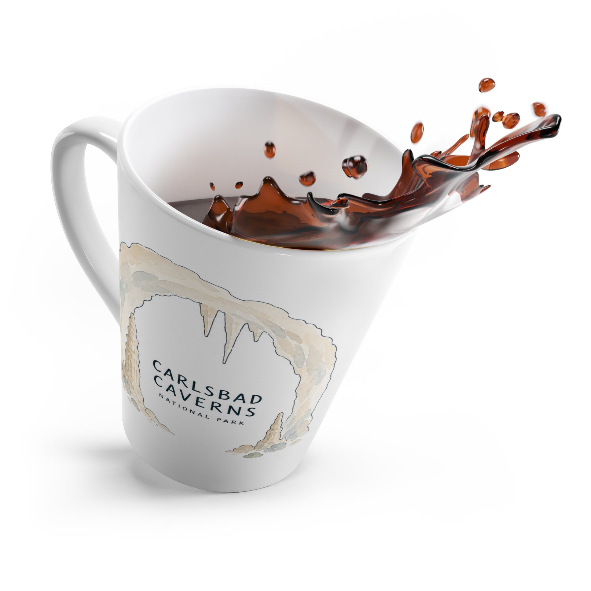 Carlsbad Caverns National Park Latte Mug | Pastel Watercolor Nature Coffee Cup | 12 oz Travel Souvenir Gift