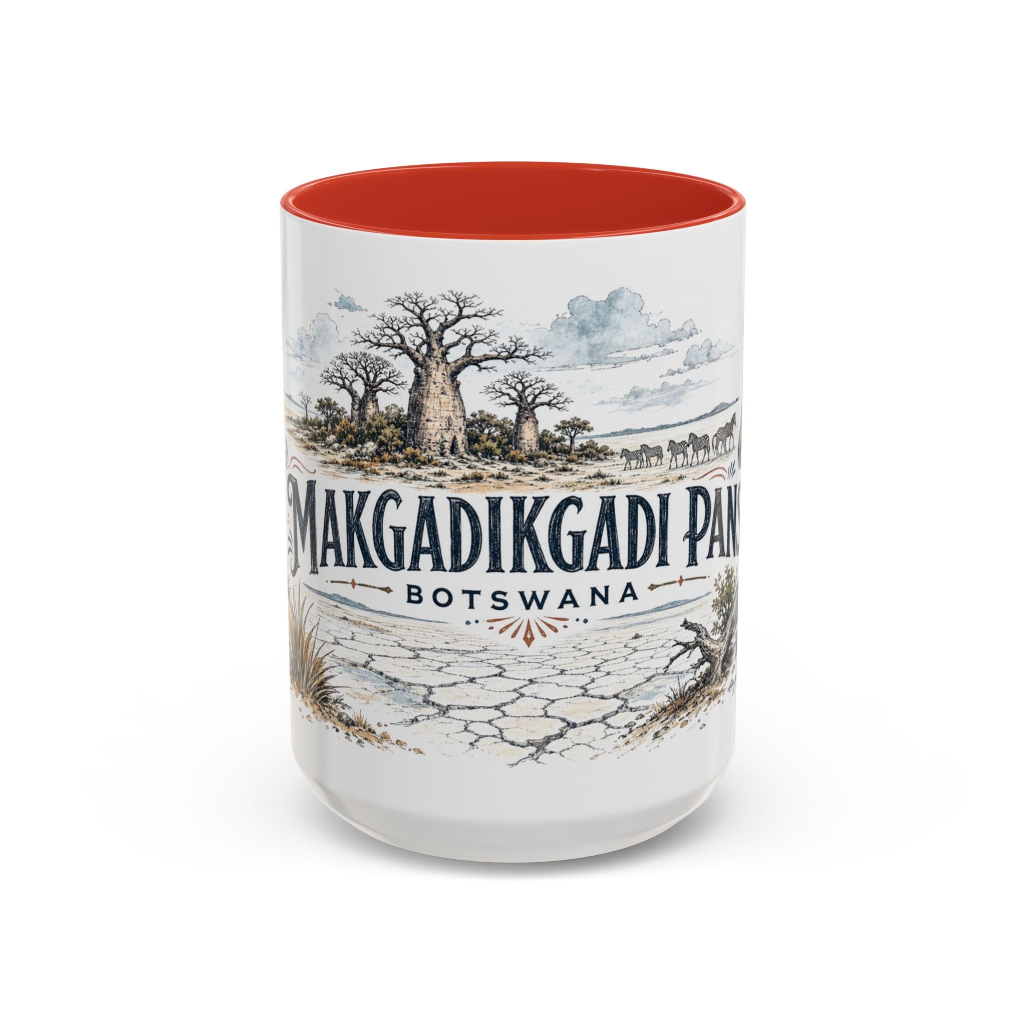 Makgadikgadi Pans Mug, Botswana Travel Souvenir, Bucket List Gift, Accent Ceramic Coffee Mug 11oz 15oz