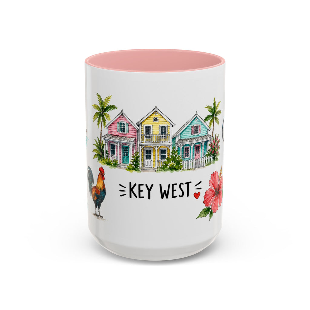 Key West Illustrated Travel Mug | City Souvenir Accent Coffee Mug | 11oz 15oz Ceramic Cup