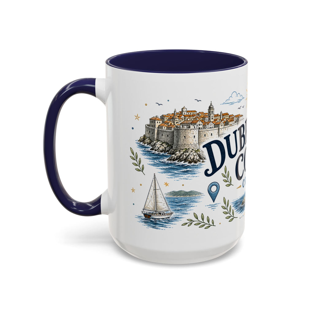Dubrovnik Coast Coffee Mug | Travel Destination Souvenir Gift | Accent Color Ceramic 11oz 15oz