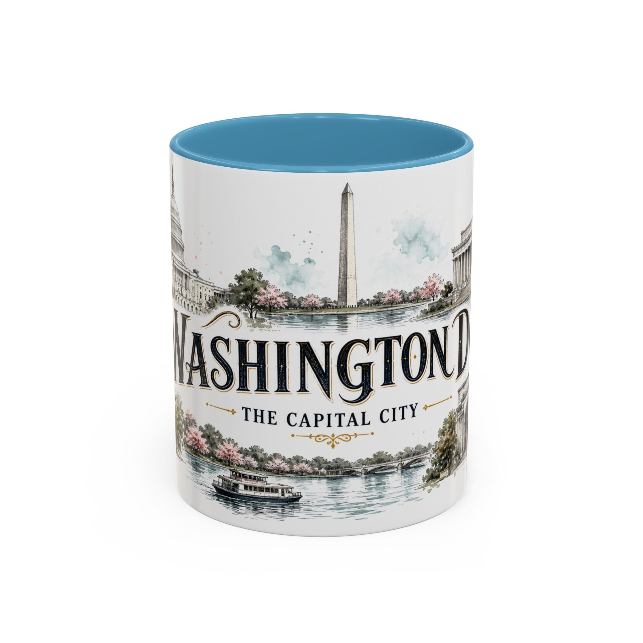 Washington DC Coffee Mug | United States Travel Souvenir | Vintage Illustrated City Gift | 11 oz 15 oz Accent Mug