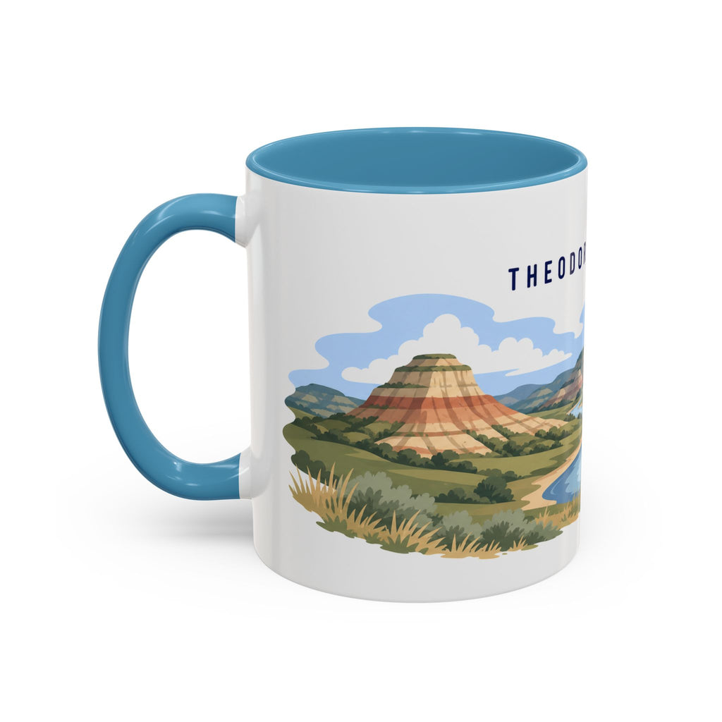 Theodore Roosevelt National Park Coffee Mug | Solid Color Block Park Souvenir | 11oz 15oz Accent Mug