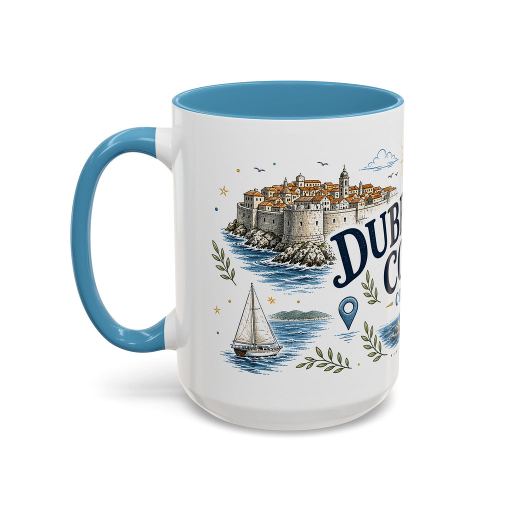 Dubrovnik Coast Coffee Mug | Travel Destination Souvenir Gift | Accent Color Ceramic 11oz 15oz