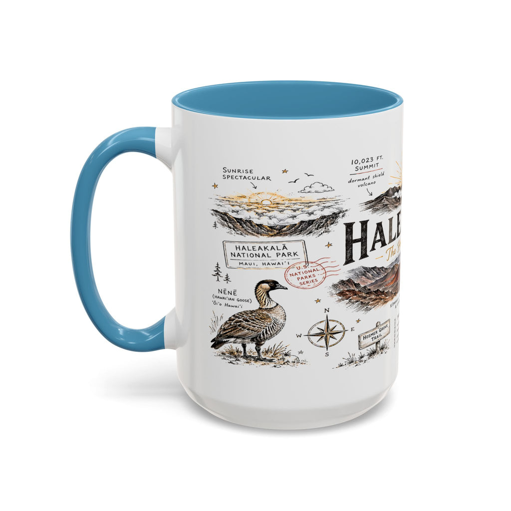 Haleakala National Park Coffee Mug | Hawaii Maui Sunrise Crater Gift | Accent Color Ceramic 11oz 15oz
