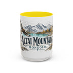 Altai Mountains Mug, Mongolia Travel Souvenir, Bucket List Gift, Accent Ceramic Coffee Mug 11oz 15oz