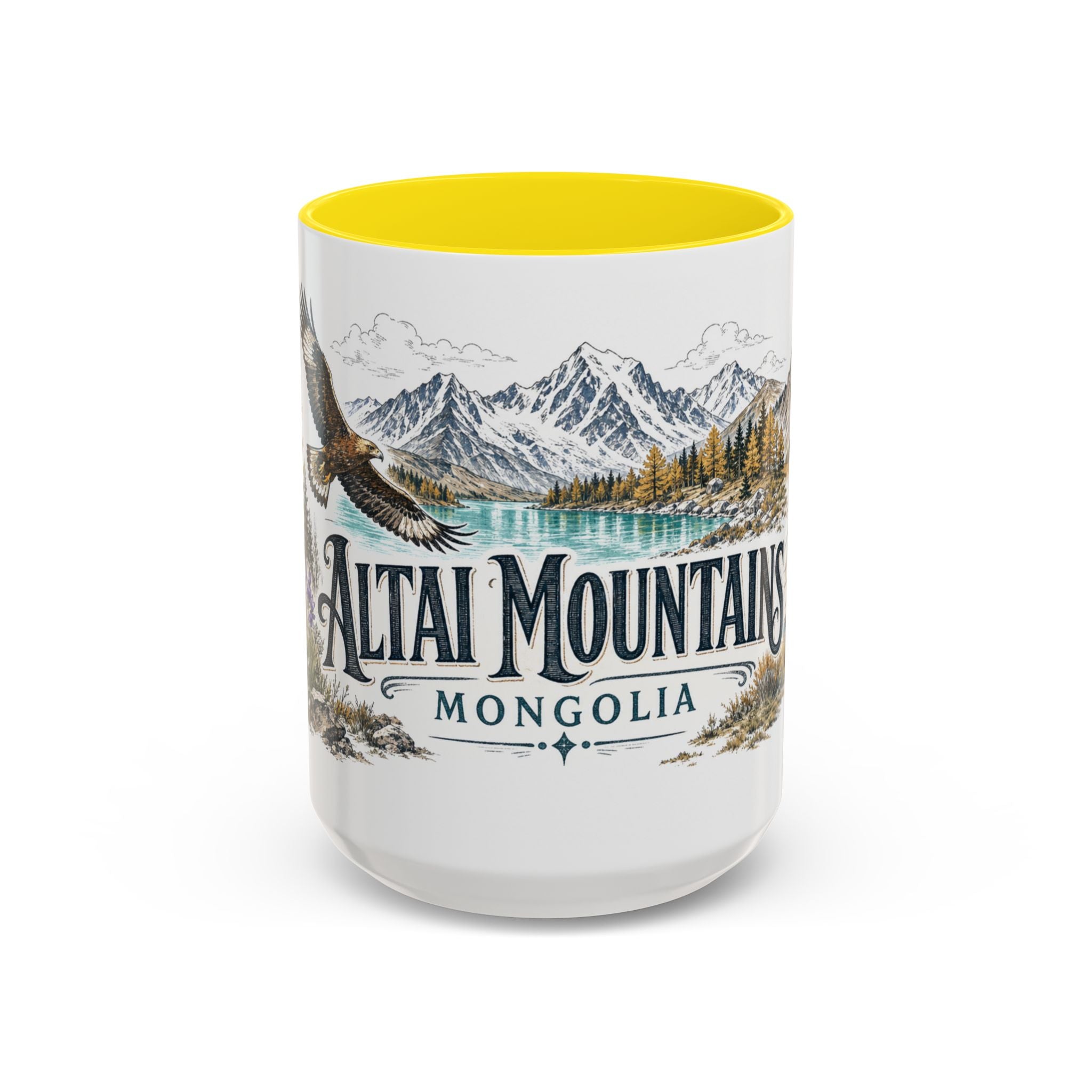 Altai Mountains Mug, Mongolia Travel Souvenir, Bucket List Gift, Accent Ceramic Coffee Mug 11oz 15oz
