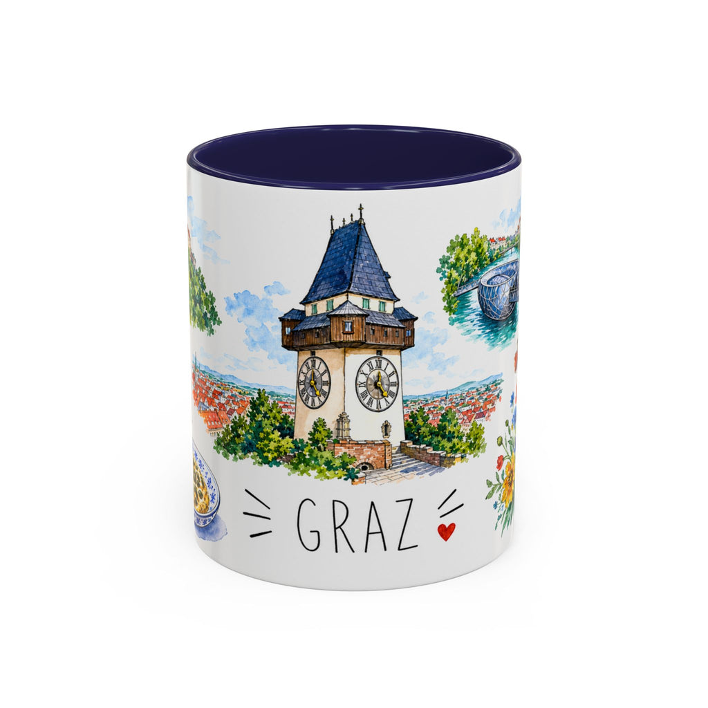 Graz Illustrated Travel Mug | City Souvenir Accent Coffee Mug | 11oz 15oz Ceramic Cup