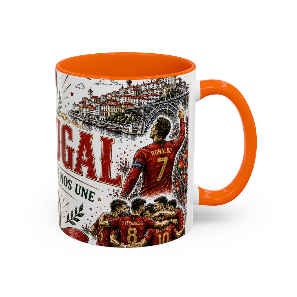 Portugal Soccer Coffee Mug | World Cup Fan Gift | Accent Color Ceramic 11oz 15oz Match Day Cup