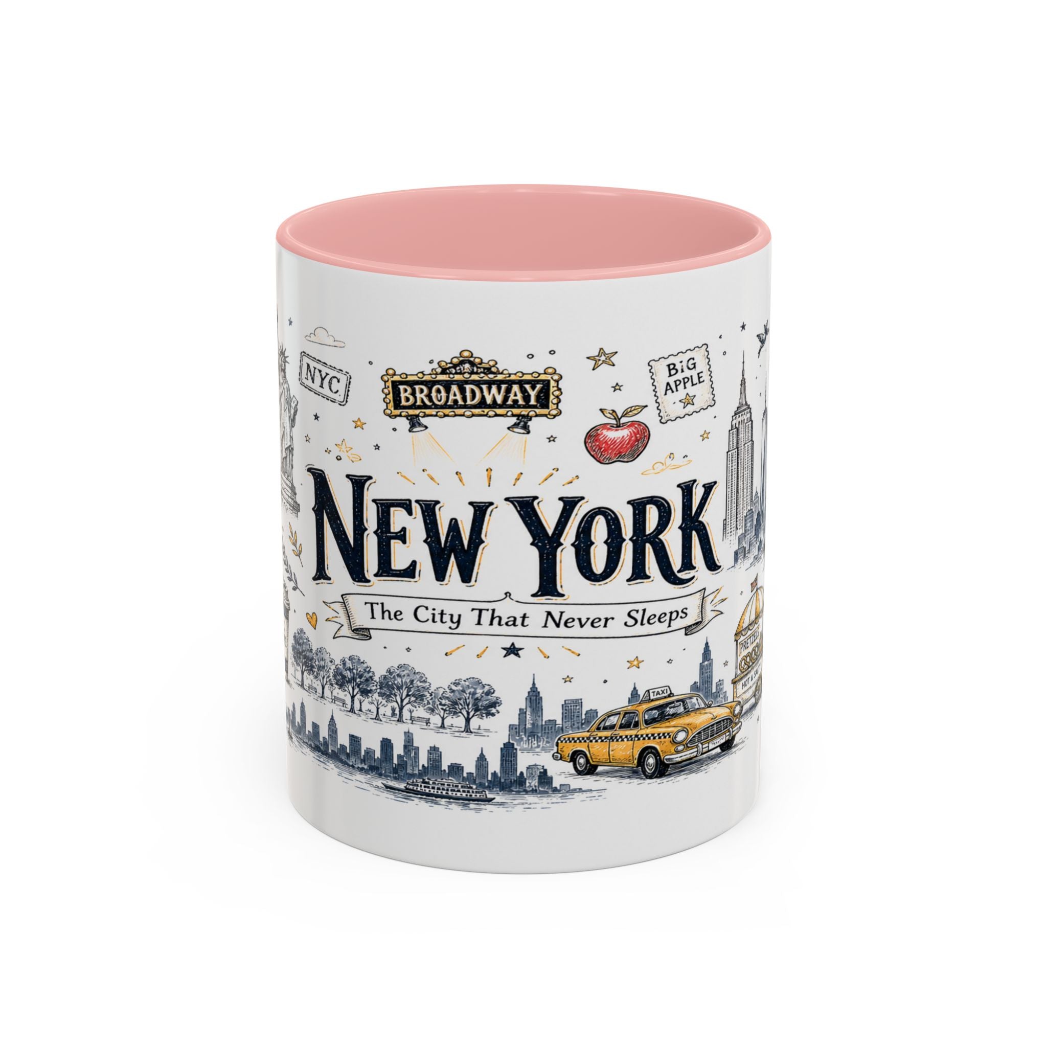 New York City Coffee Mug | New York Souvenir Travel Gift | Accent Color Ceramic 11oz 15oz