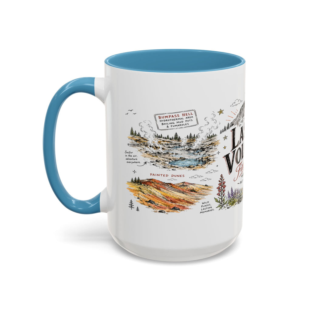 Lassen Volcanic National Park Coffee Mug | California Volcano Geothermal Hiking Gift | Accent Color Ceramic 11oz 15oz