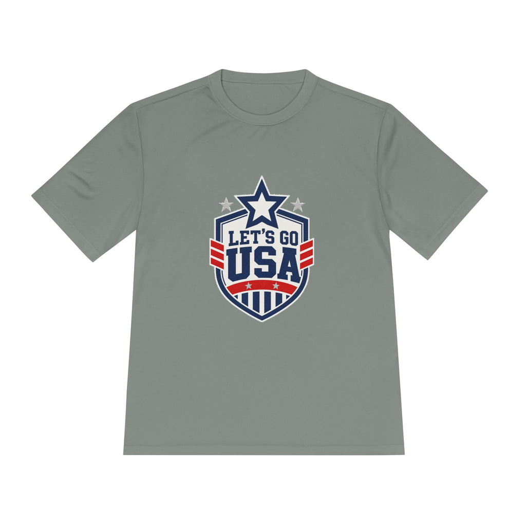 United States Soccer T Shirt, Let's Go USA Fan Tee, Moisture Wicking Sport Shirt
