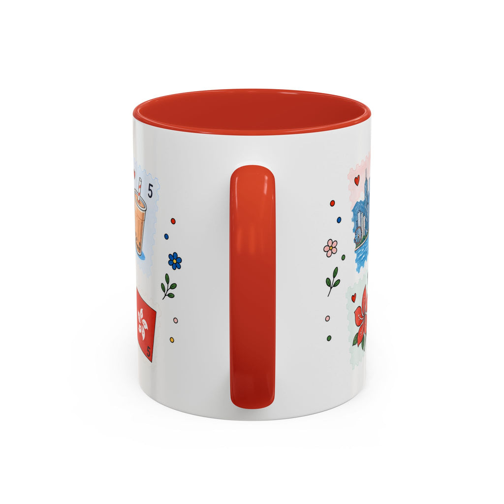 Hong Kong Coffee Mug | Postage Stamp Collage Mug | Travel Souvenir Accent Cup 11oz 15oz