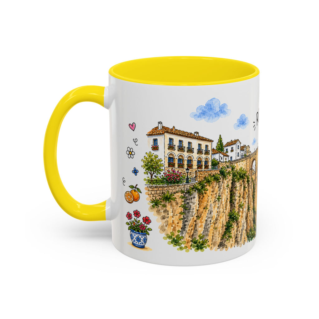 Ronda Illustrated Travel Mug | Spain Souvenir Accent Coffee Mug | 11oz 15oz Ceramic Cup