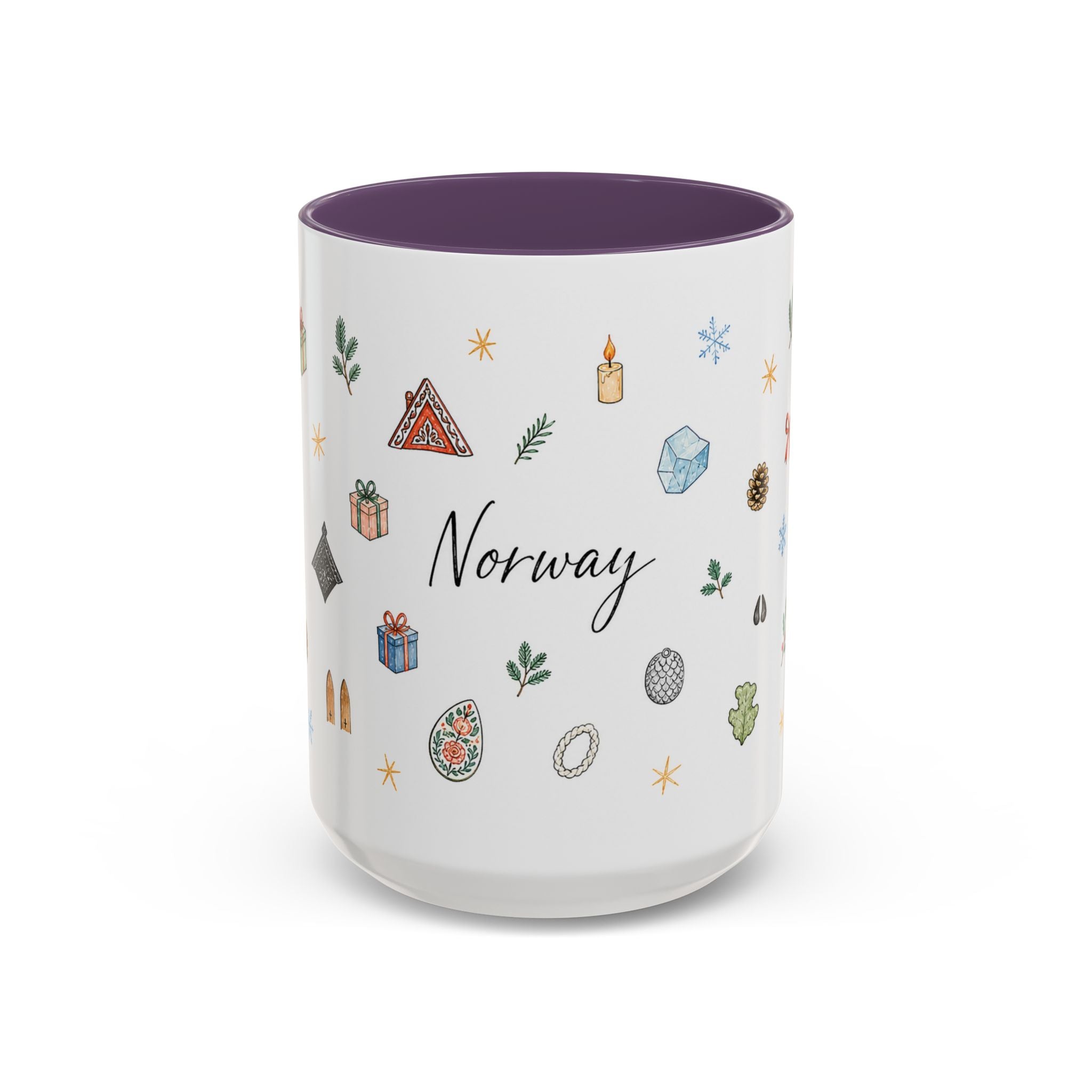 Norway Christmas Mug | Watercolor Travel Souvenir | Holiday Gift | Accent Ceramic Coffee Cup 11oz 15oz