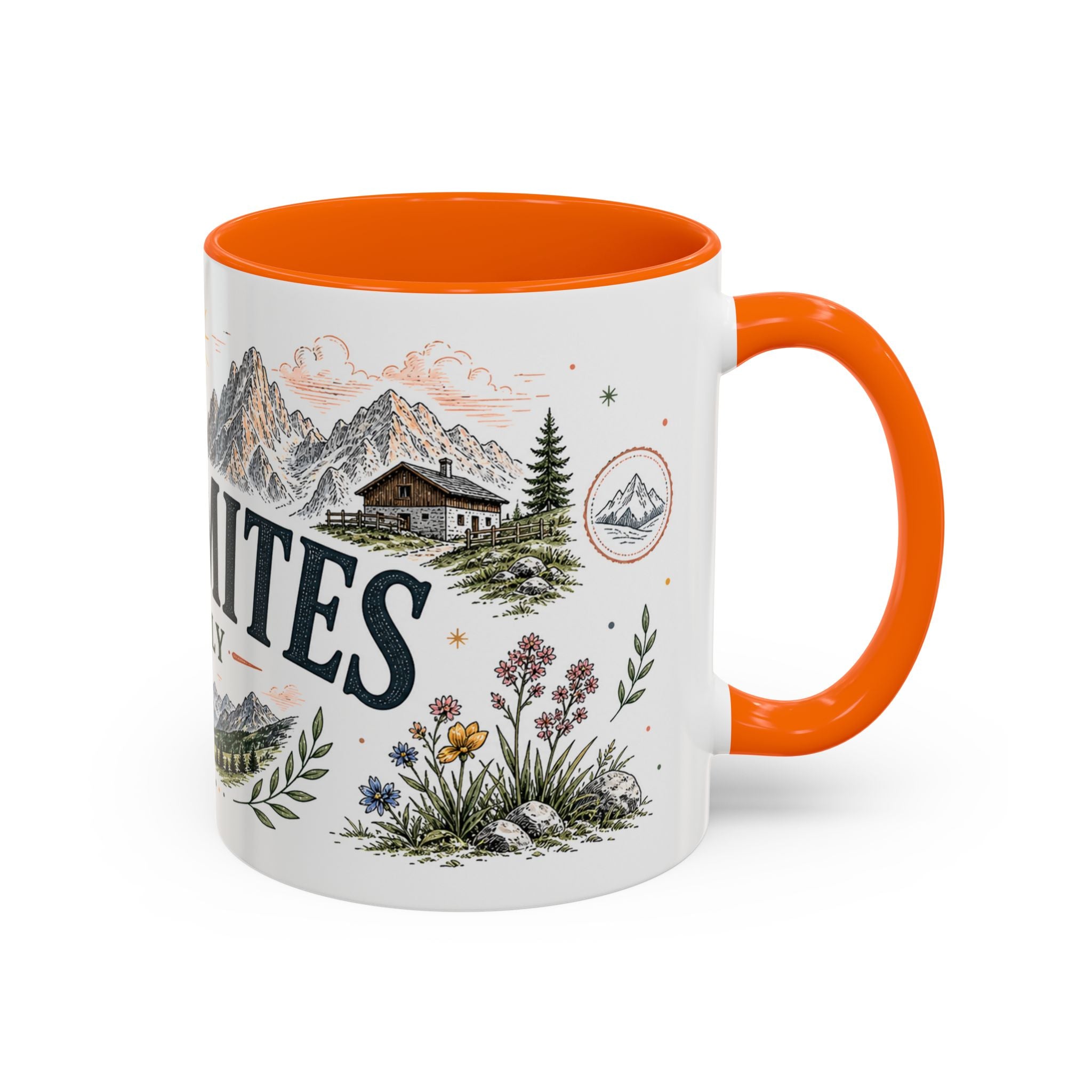 Dolomites Coffee Mug | Travel Destination Souvenir Gift | Accent Color Ceramic 11oz 15oz