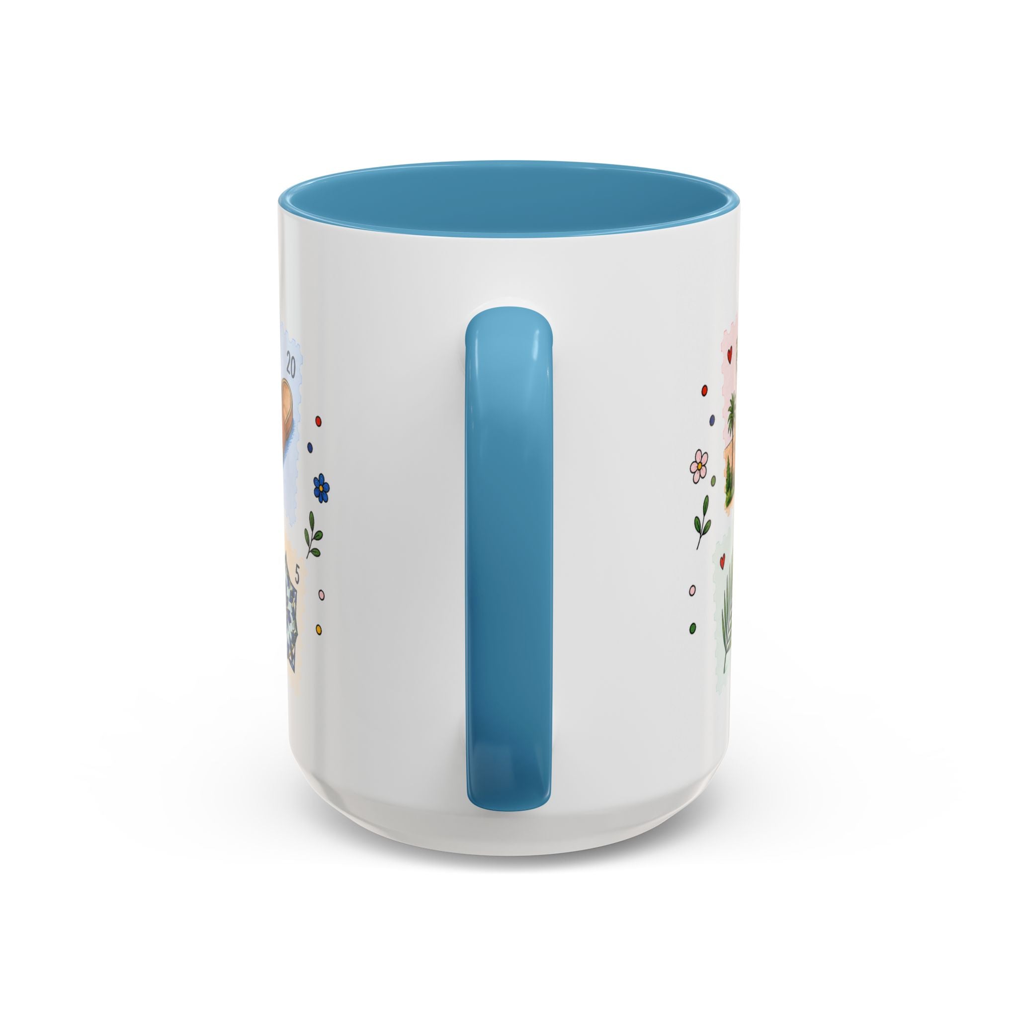 Fez Coffee Mug | Postage Stamp Collage Mug | Travel Souvenir Accent Cup 11oz 15oz