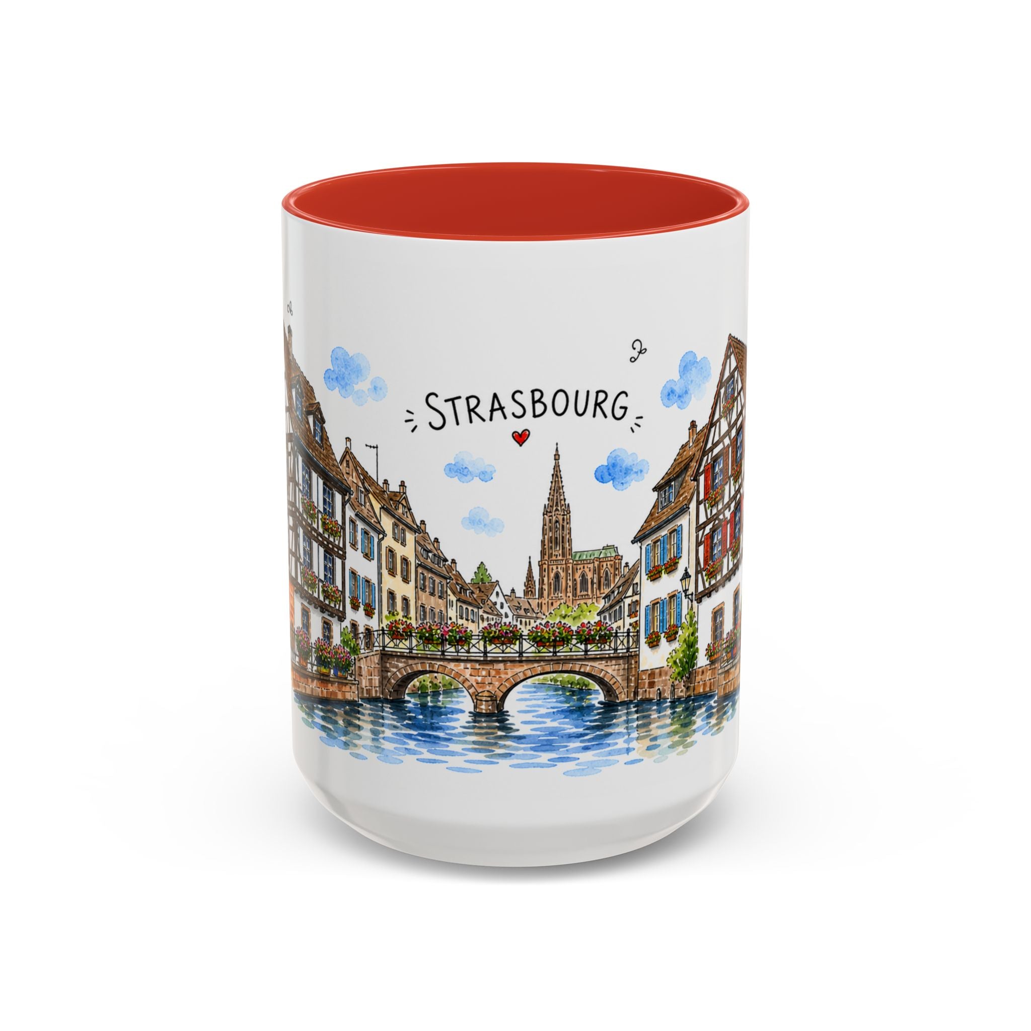 Strasbourg Illustrated Travel Mug | France Souvenir Accent Coffee Mug | 11oz 15oz Ceramic Cup