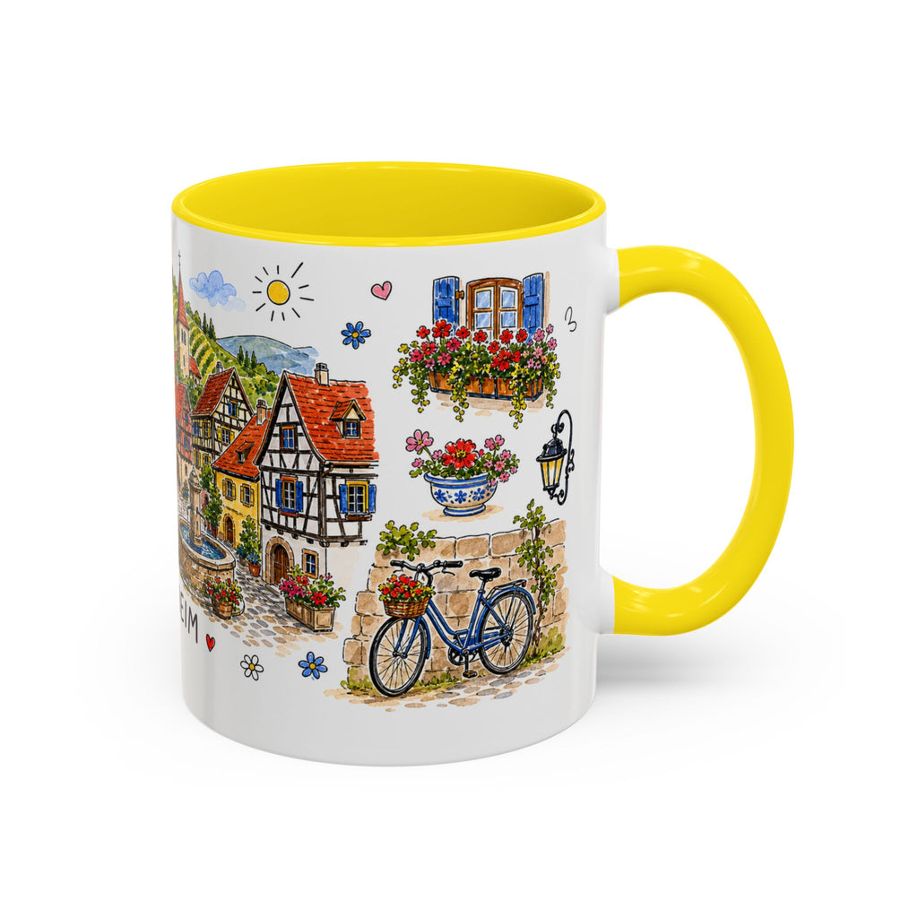 Eguisheim Illustrated Travel Mug | Alsace France Souvenir Accent Coffee Mug | 11oz 15oz Ceramic Cup