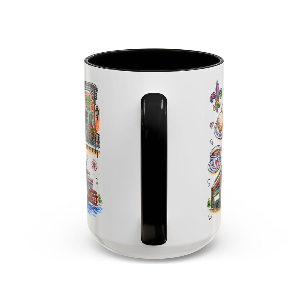 New Orleans Illustrated Travel Mug | City Souvenir Accent Coffee Mug | 11oz 15oz Ceramic Cup
