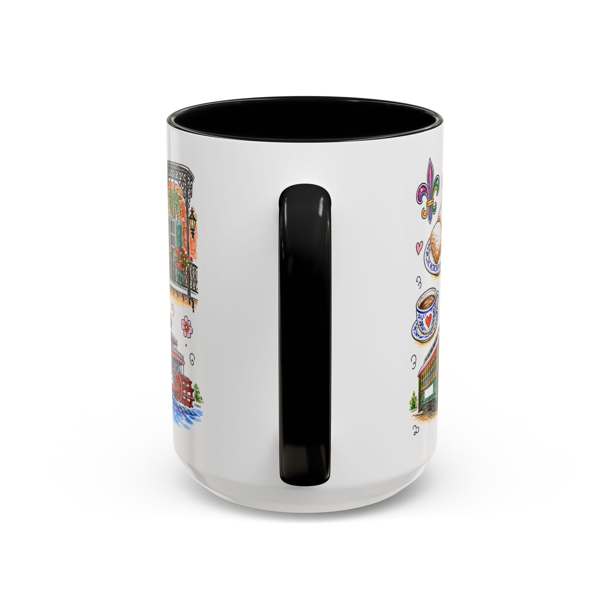 New Orleans Illustrated Travel Mug | City Souvenir Accent Coffee Mug | 11oz 15oz Ceramic Cup