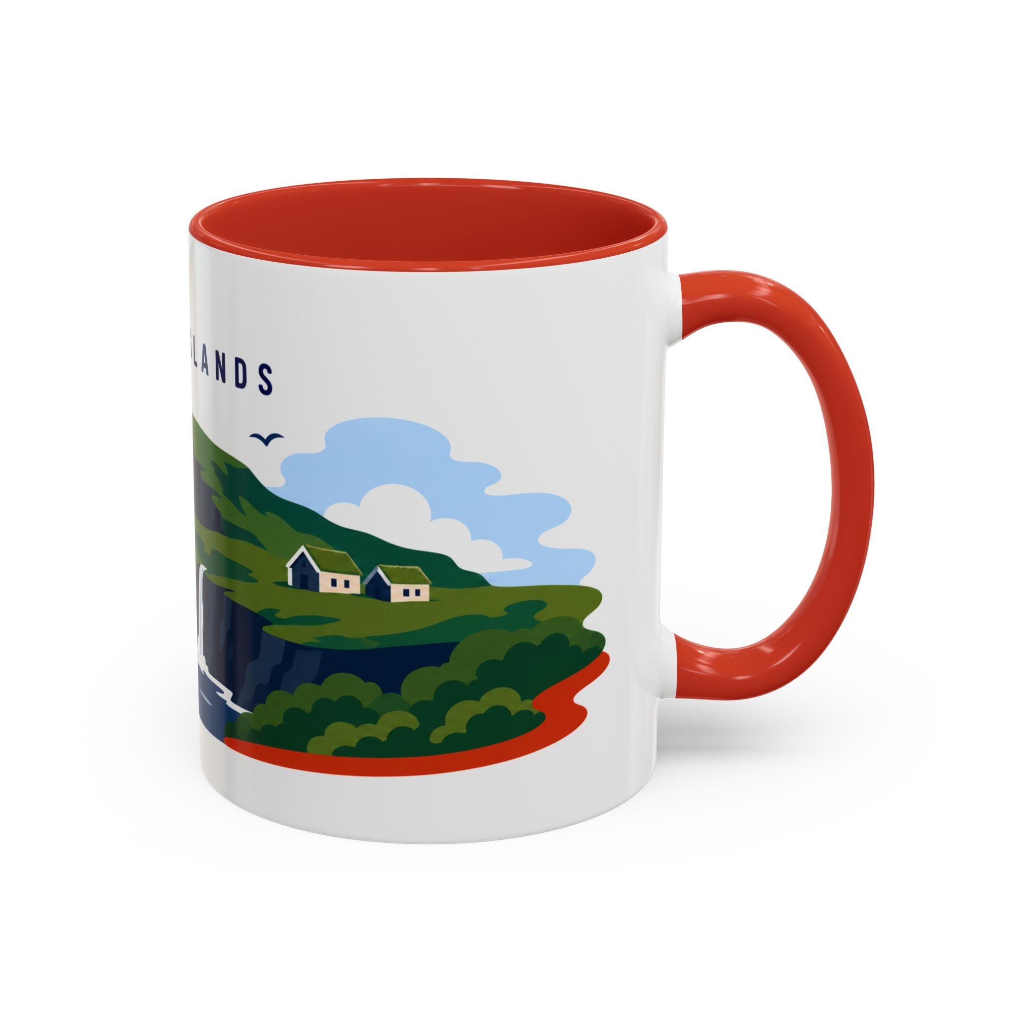 Faroe Islands Coffee Mug | Travel Destination Souvenir Gift | Accent Color Ceramic 11oz 15oz