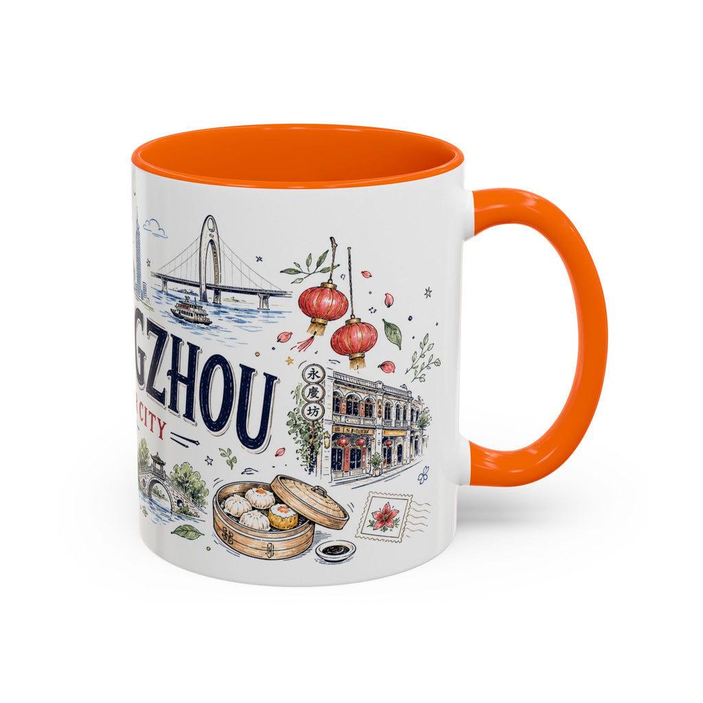 Guangzhou Coffee Mug | China Souvenir Travel Gift | Accent Color Ceramic 11oz 15oz