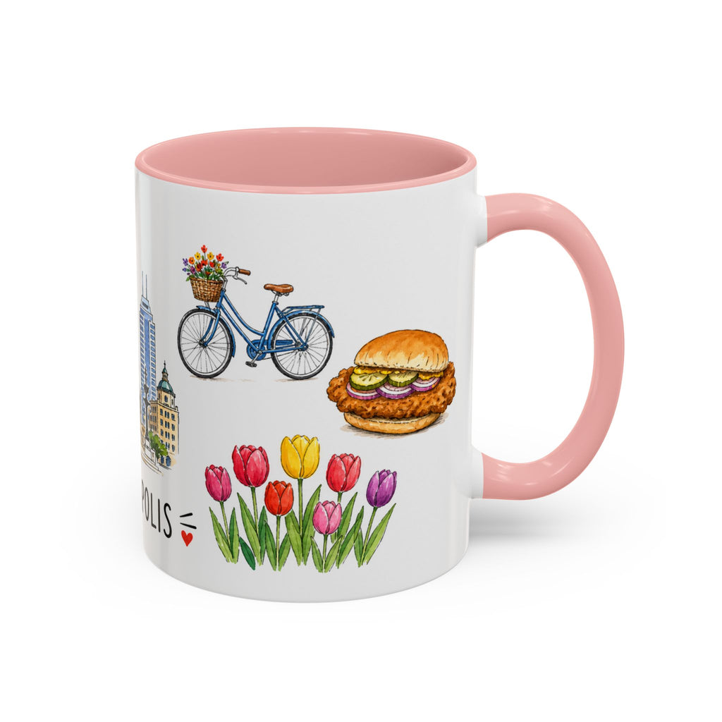 Indianapolis Illustrated Travel Mug | City Souvenir Accent Coffee Mug | 11oz 15oz Ceramic Cup