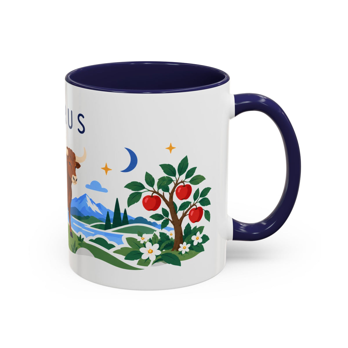 Taurus Zodiac Coffee Mug | Bull and Rose Design | Astrology Birthday Gift | 11 oz 15 oz Ceramic Accent Mug
