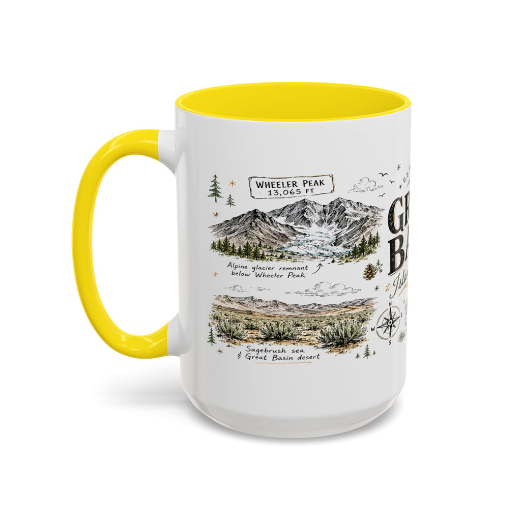Great Basin National Park Coffee Mug | Nevada Desert Stargazing Hiking Gift | Accent Color Ceramic 11oz 15oz