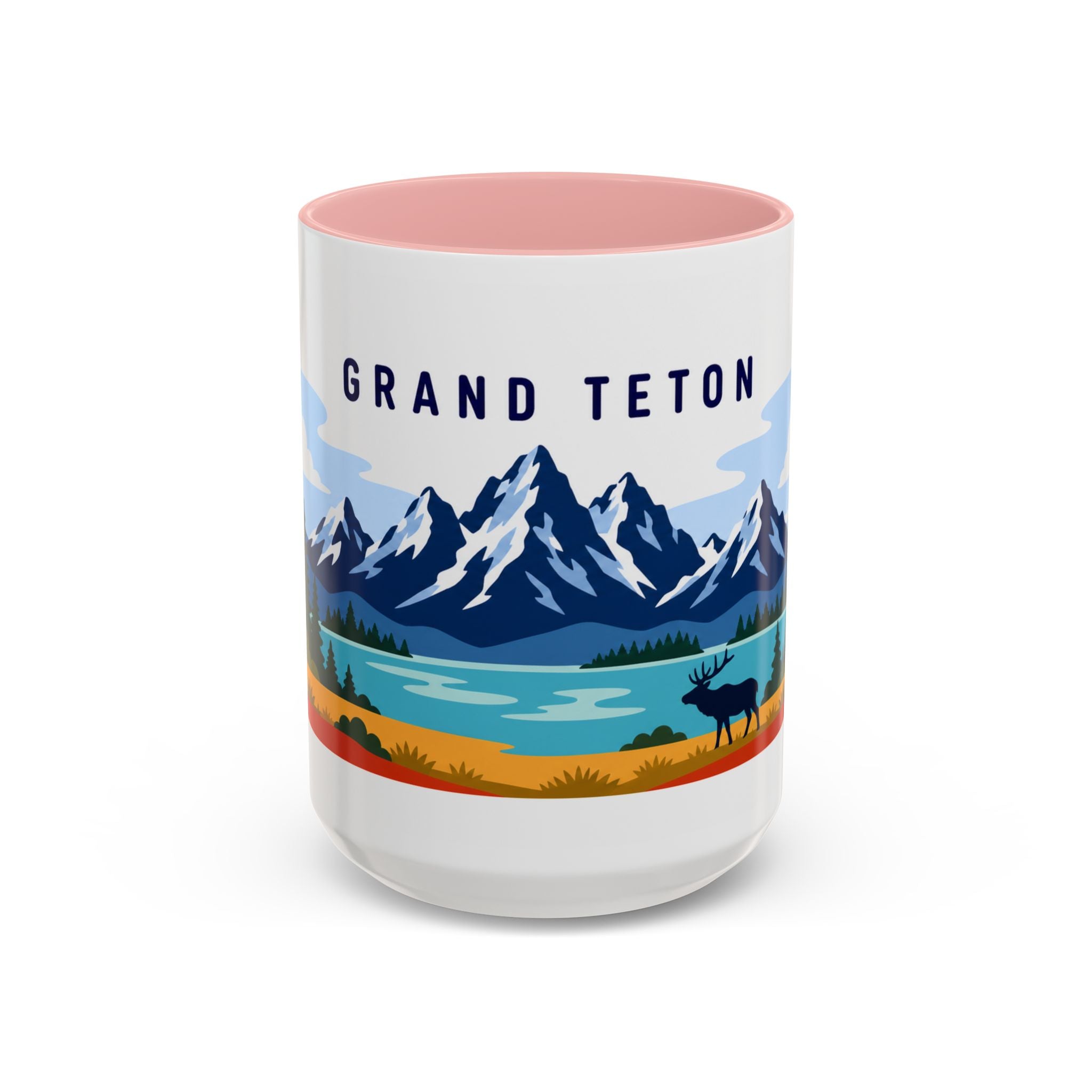 Grand Teton Coffee Mug | Travel Destination Souvenir Gift | Accent Color Ceramic 11oz 15oz