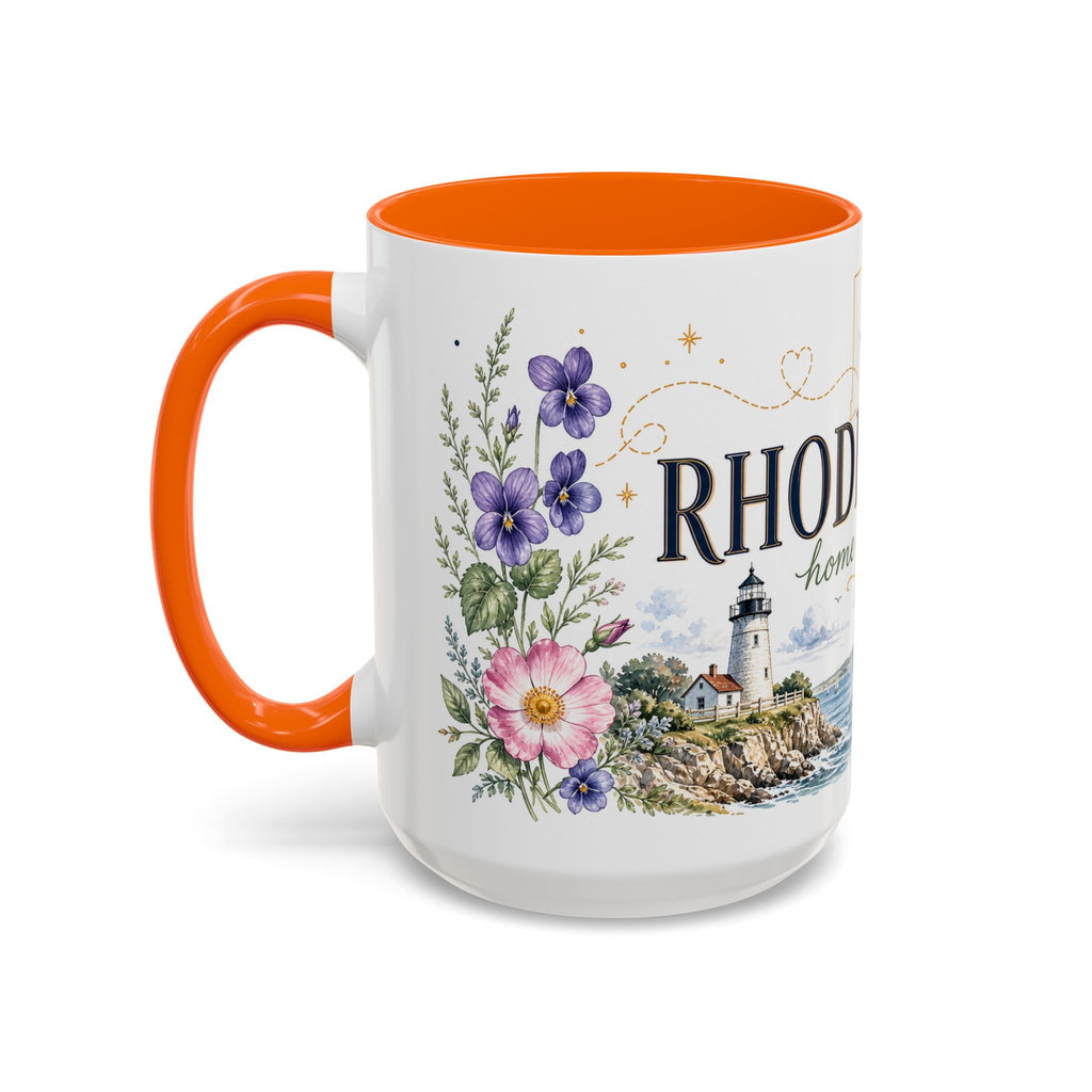 Rhode Island State Map Mug | Botanical Seaside Accent Cup (11oz or 15oz)