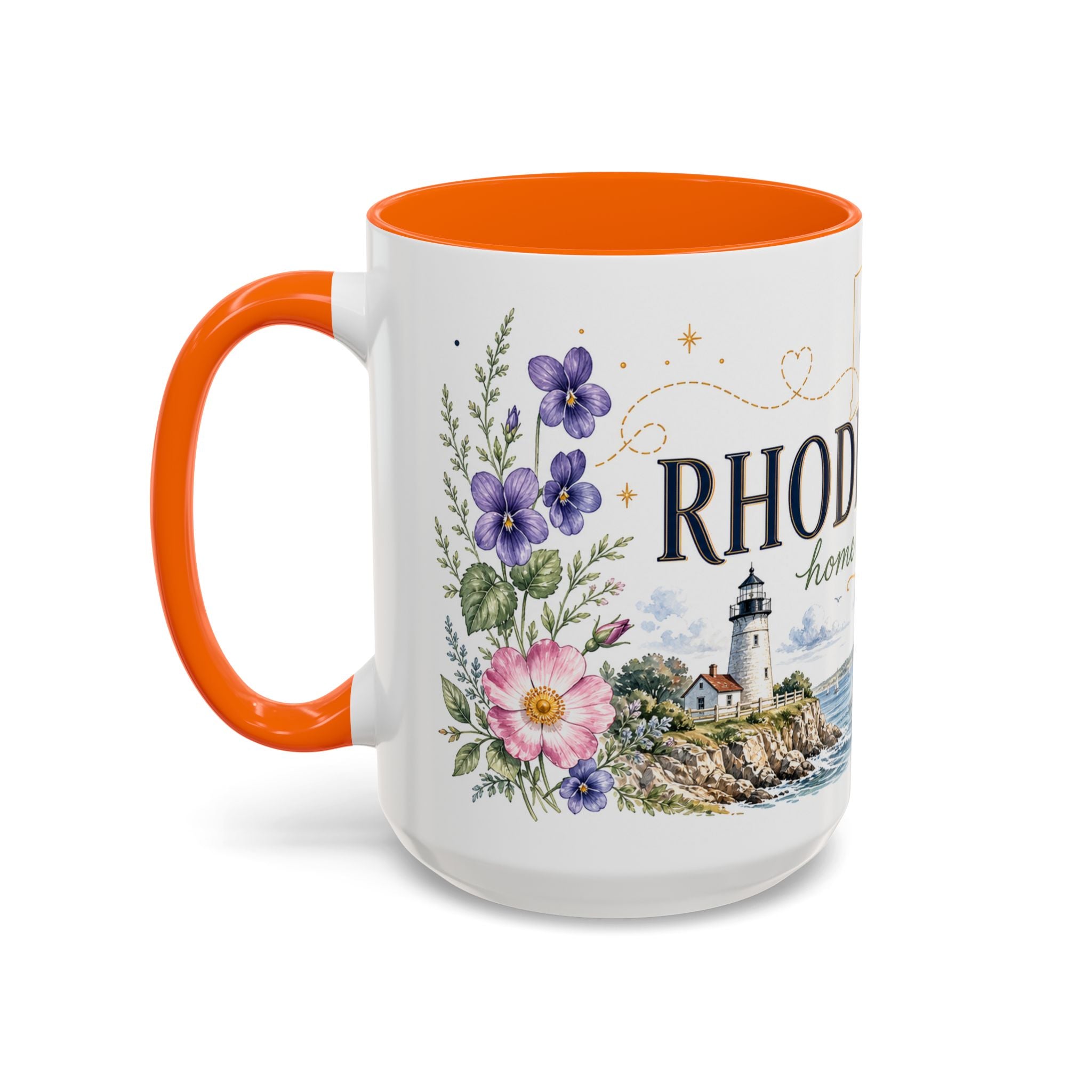 Rhode Island State Map Mug | Botanical Seaside Accent Cup (11oz or 15oz)