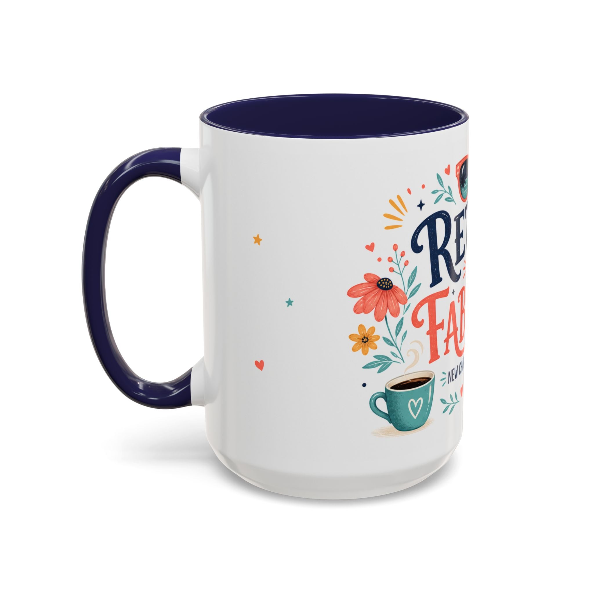 Retired And Fabulous Coffee Mug | Retirement Gift For Women Men | Accent Color Ceramic 11oz 15oz