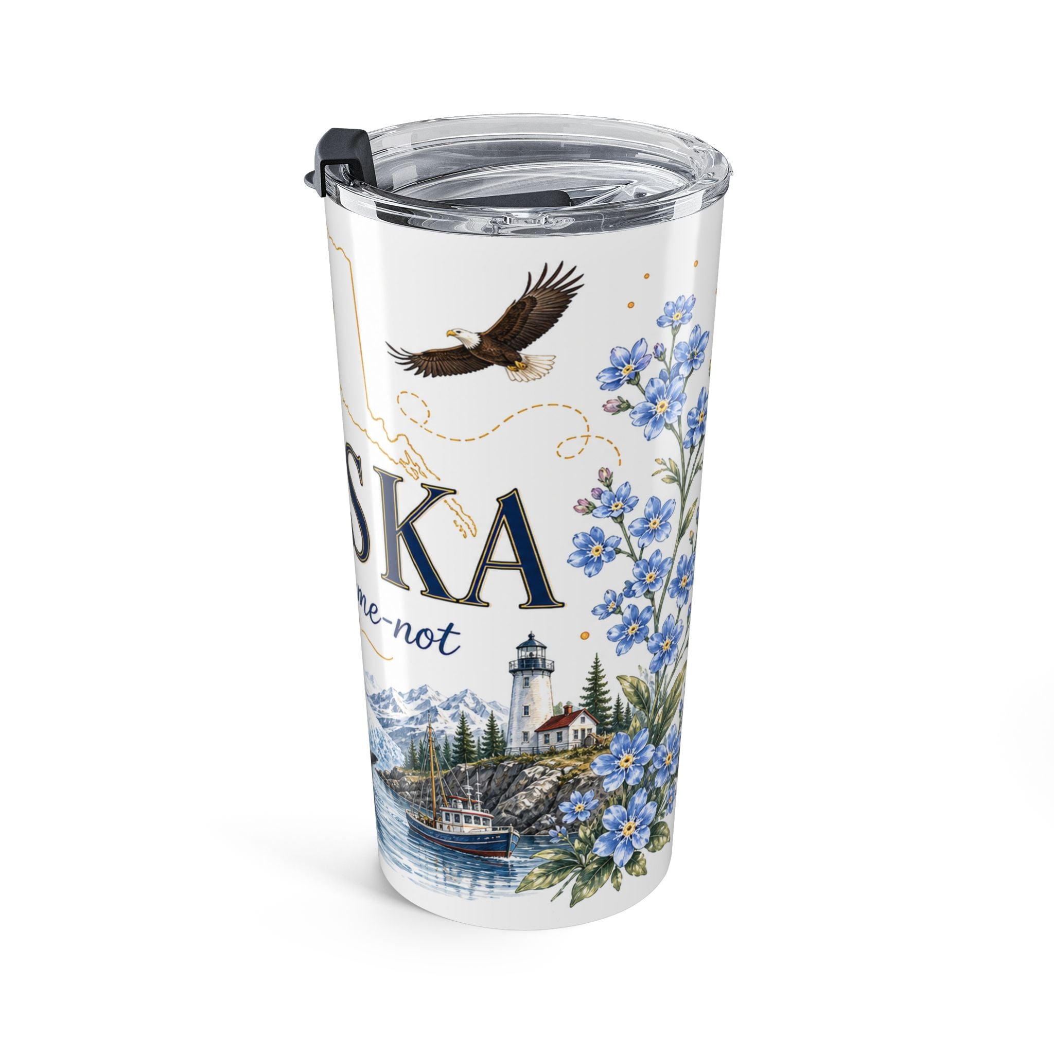 Alaska State Flower 20oz Tumbler | Forget-me-not Botanical State Flower Gift | Insulated Stainless Steel Travel Cup