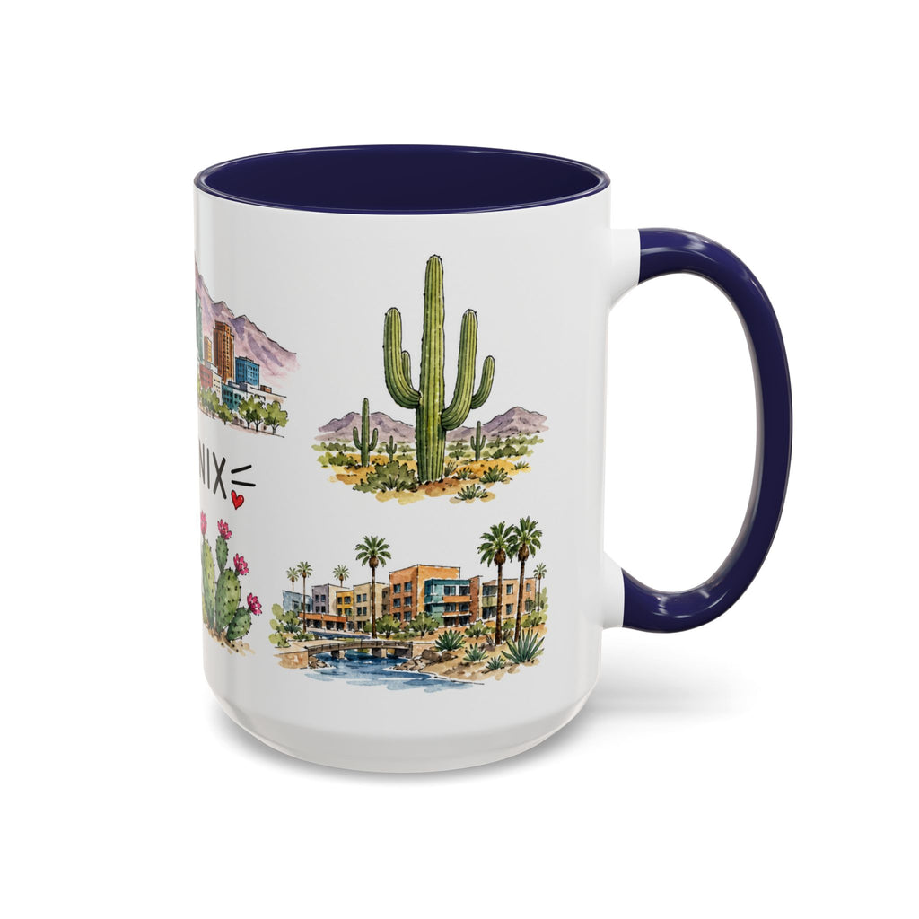 Phoenix Illustrated Travel Mug | City Souvenir Accent Coffee Mug | 11oz 15oz Ceramic Cup