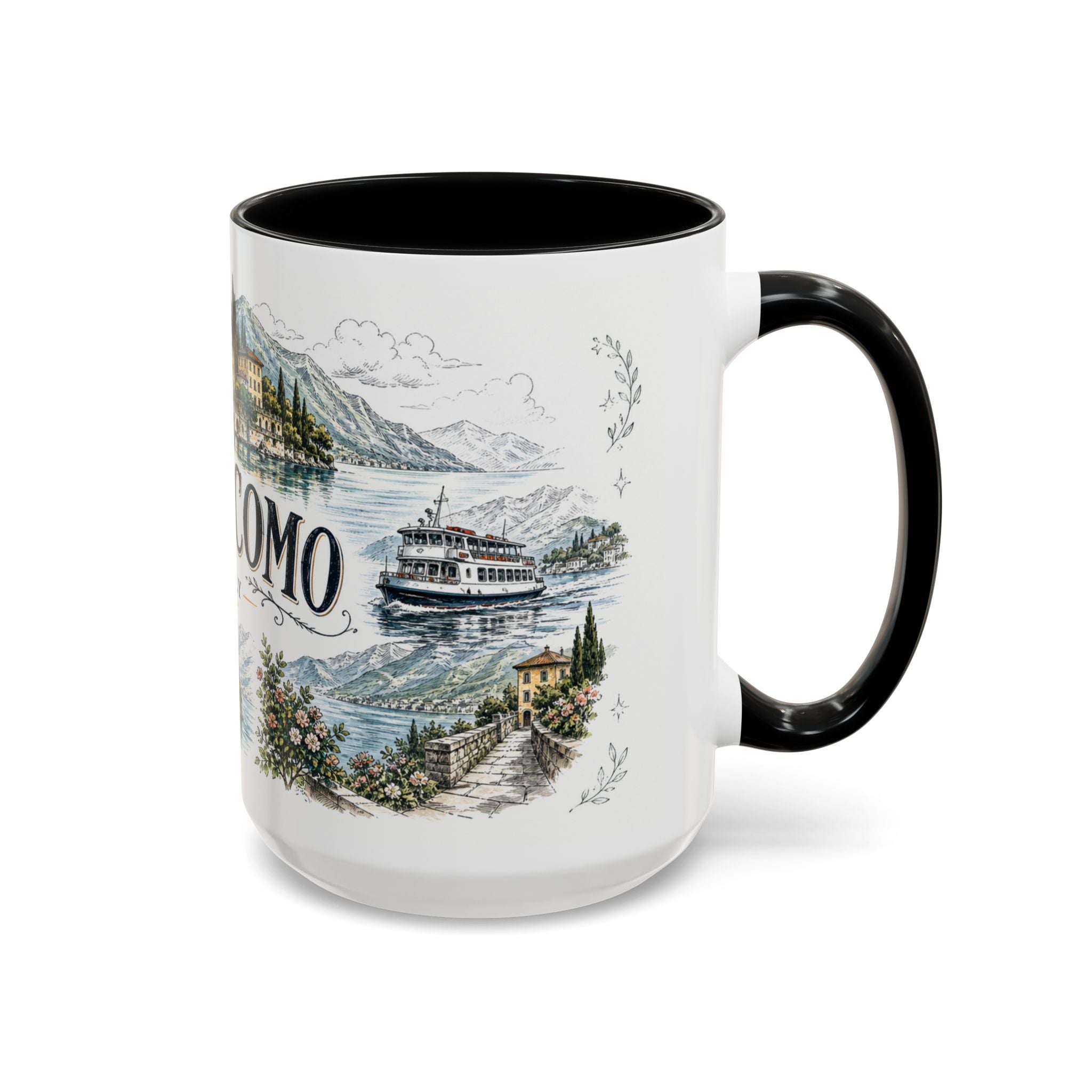 Lake Como Mug, Italy Travel Souvenir, Bucket List Gift, Accent Ceramic Coffee Mug 11oz 15oz
