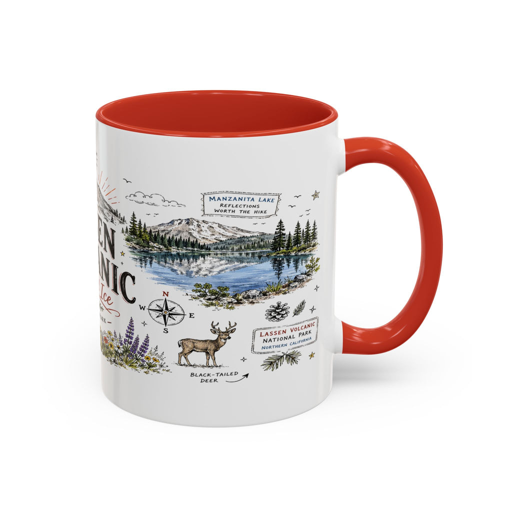 Lassen Volcanic National Park Coffee Mug | California Volcano Geothermal Hiking Gift | Accent Color Ceramic 11oz 15oz