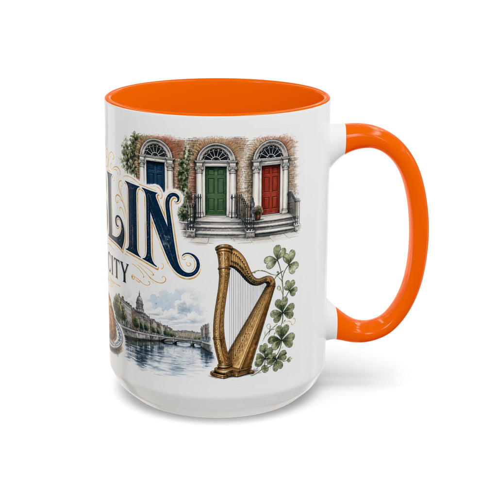 Dublin Coffee Mug | Ireland Travel Souvenir | Vintage Illustrated City Gift | 11 oz 15 oz Accent Mug