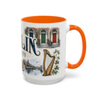 Dublin Coffee Mug | Ireland Travel Souvenir | Vintage Illustrated City Gift | 11 oz 15 oz Accent Mug