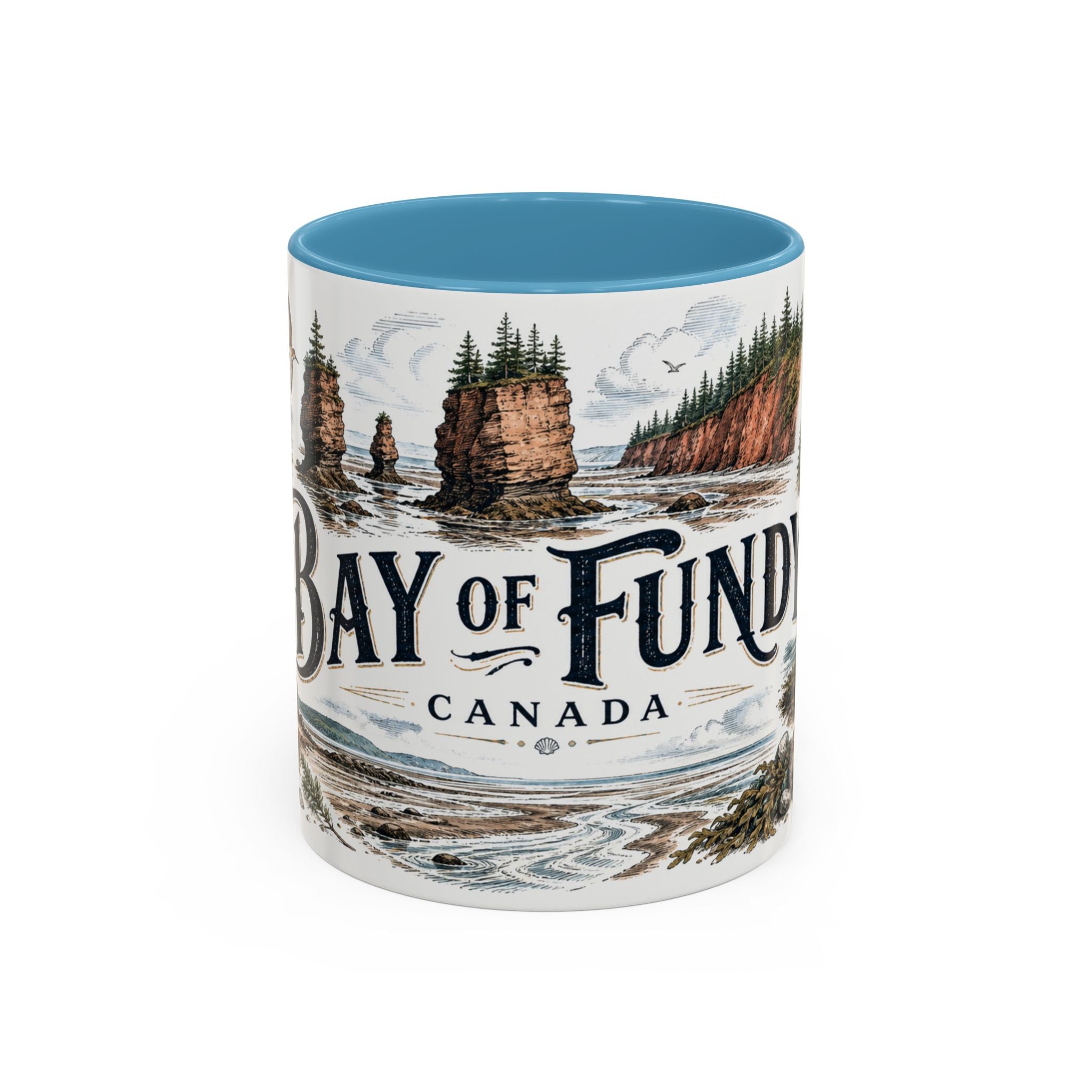 Bay of Fundy Mug, Canada Travel Souvenir, Bucket List Gift, Accent Ceramic Coffee Mug 11oz 15oz
