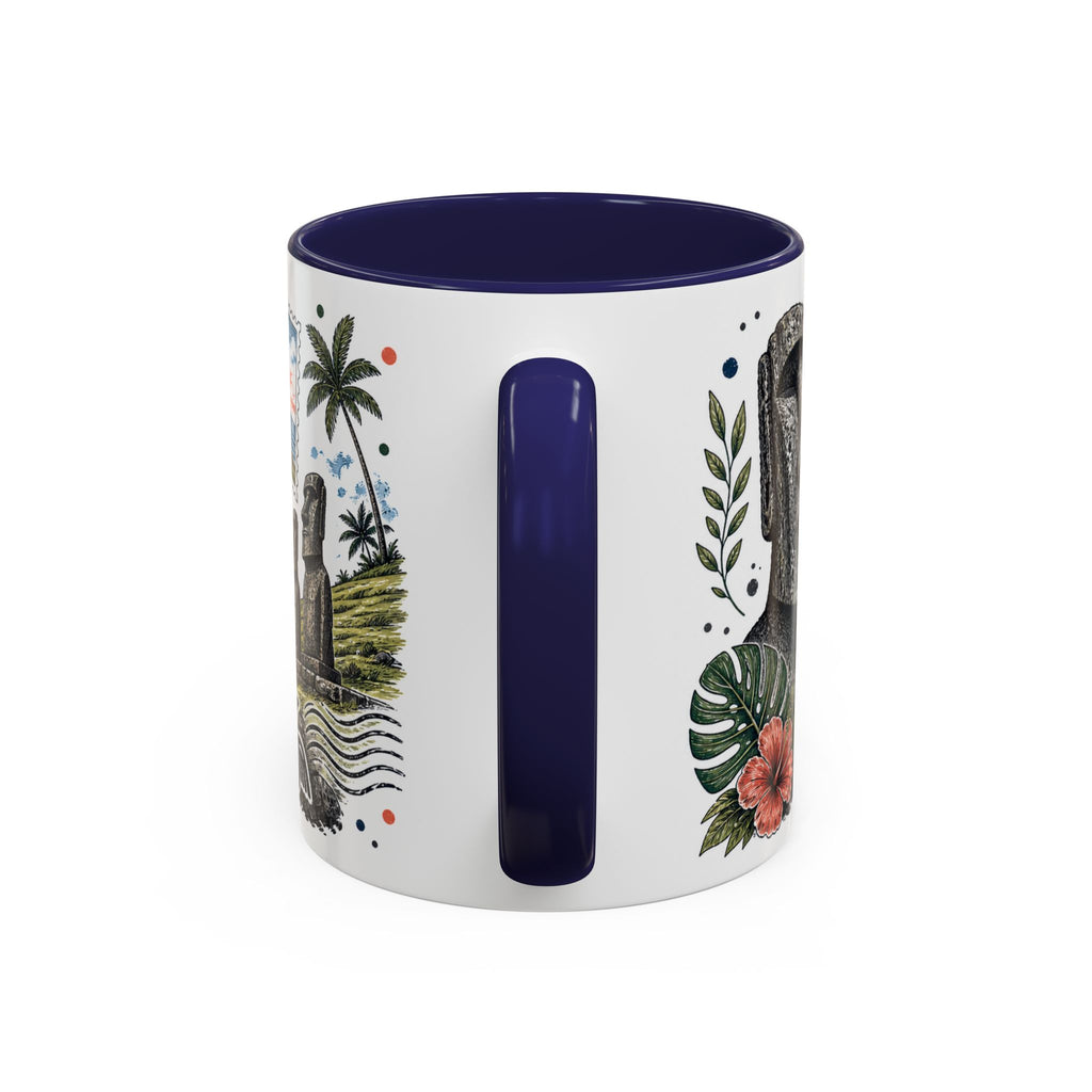 Easter Island Coffee Mug | Travel Destination Souvenir Gift | Accent Color Ceramic 11oz 15oz
