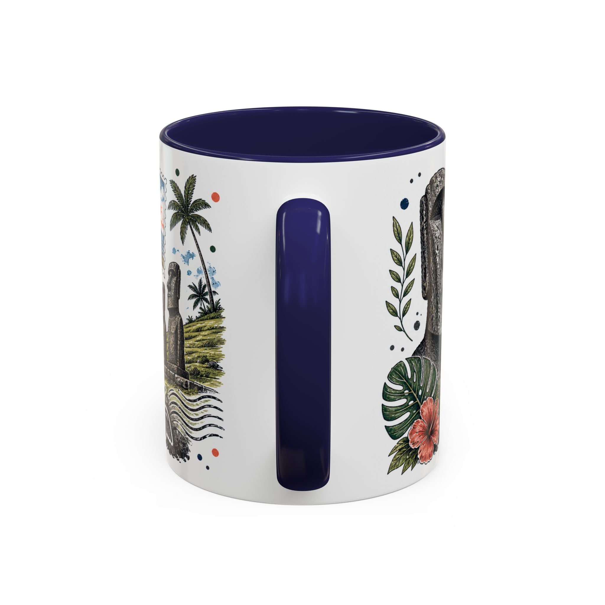 Easter Island Coffee Mug | Travel Destination Souvenir Gift | Accent Color Ceramic 11oz 15oz