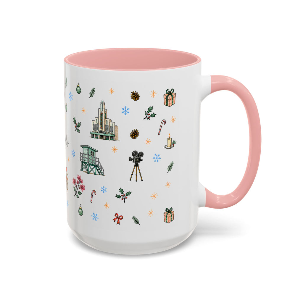 Los Angeles Christmas Mug | Watercolor City Souvenir | Ceramic Coffee Cup (11oz or 15oz)