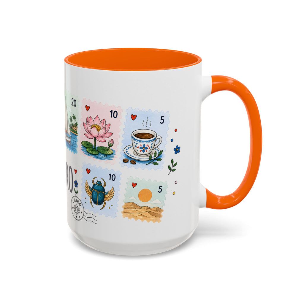 Cairo Coffee Mug | Postage Stamp Collage Mug | Travel Souvenir Accent Cup 11oz 15oz