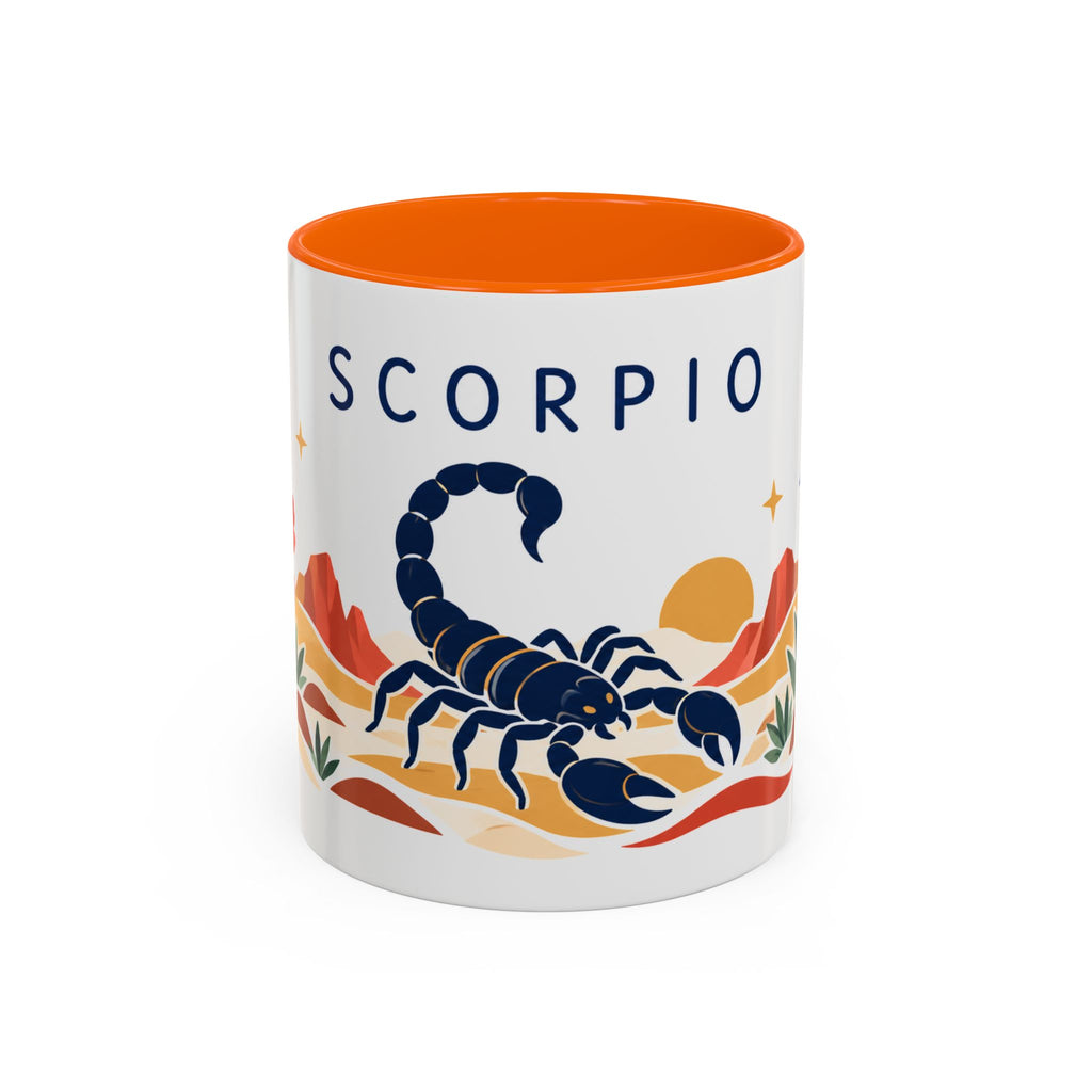 Scorpio Zodiac Coffee Mug | Scorpion and Desert Design | Astrology Birthday Gift | 11 oz 15 oz Ceramic Accent Mug