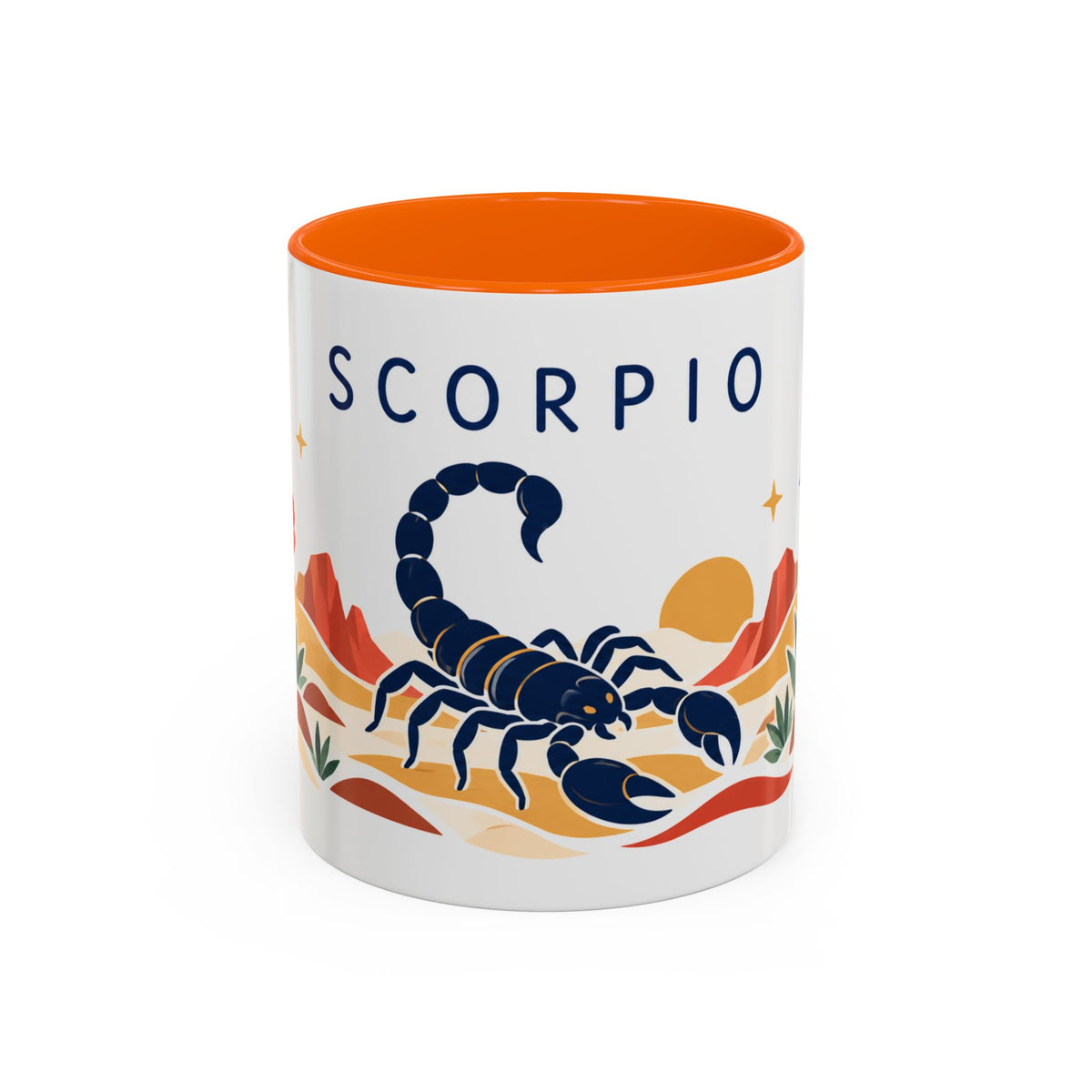 Scorpio Zodiac Coffee Mug | Scorpion and Desert Design | Astrology Birthday Gift | 11 oz 15 oz Ceramic Accent Mug