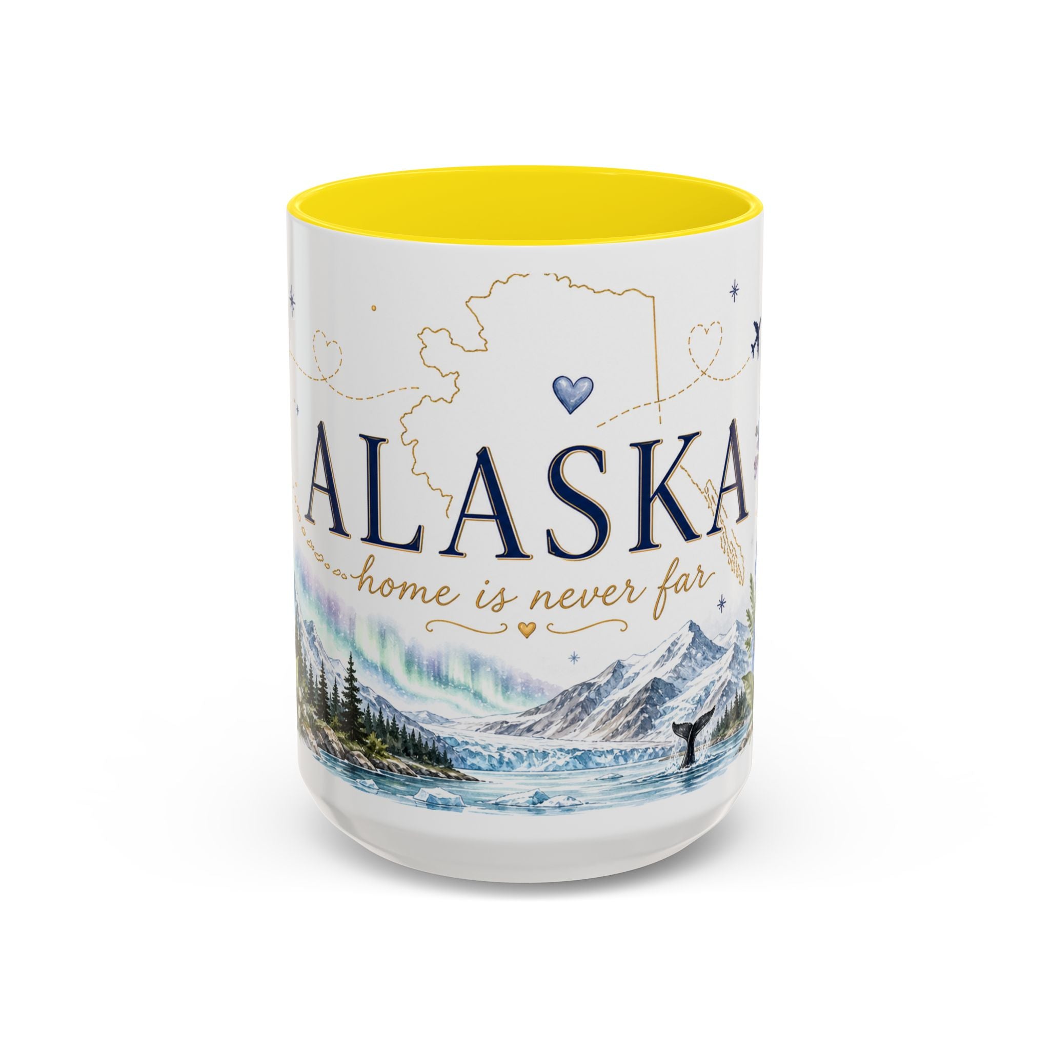 Alaska State Map Mug | Northern Lights, Mountains, Glaciers | Moving Away Gift