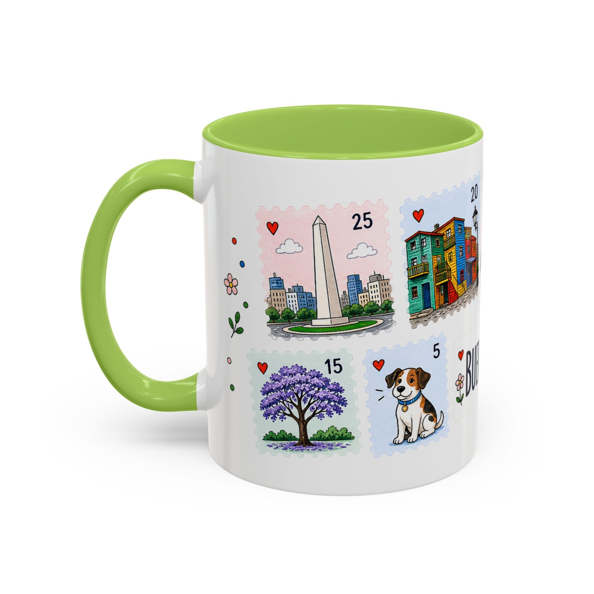 Buenos Aires Coffee Mug | Postage Stamp Collage Mug | Travel Souvenir Accent Cup 11oz 15oz