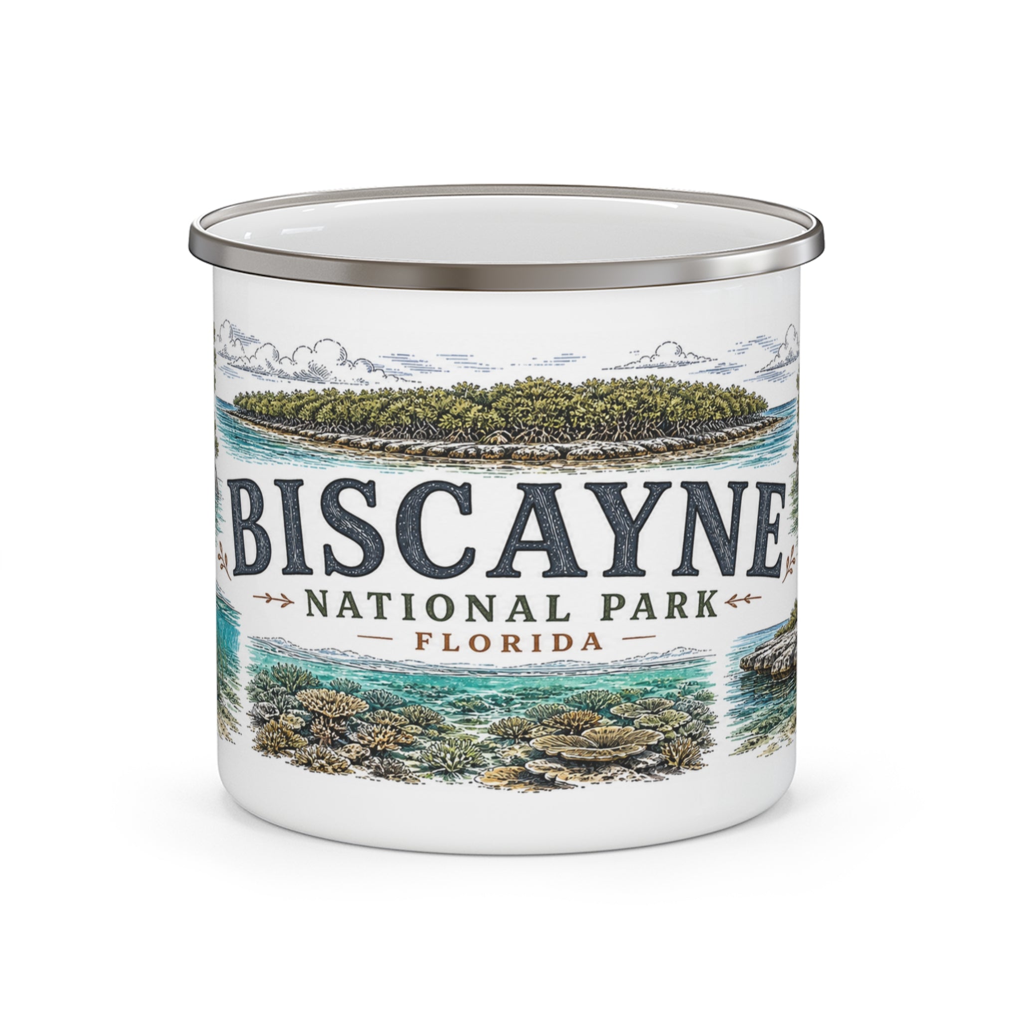Biscayne National Park Vintage Enamel Camping Mug | 12oz National Park Hiking Gift