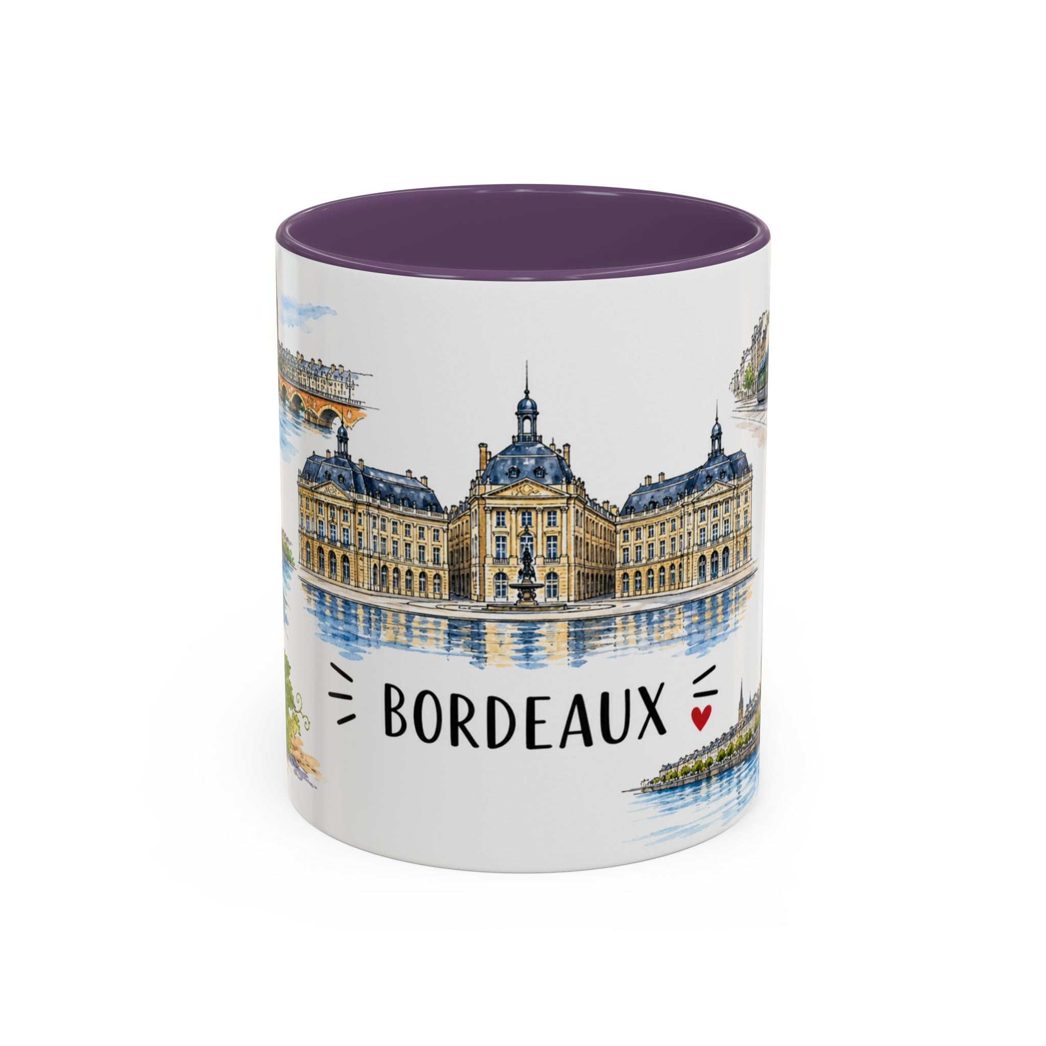 Bordeaux Illustrated Travel Mug | City Souvenir Accent Coffee Mug | 11oz 15oz Ceramic Cup